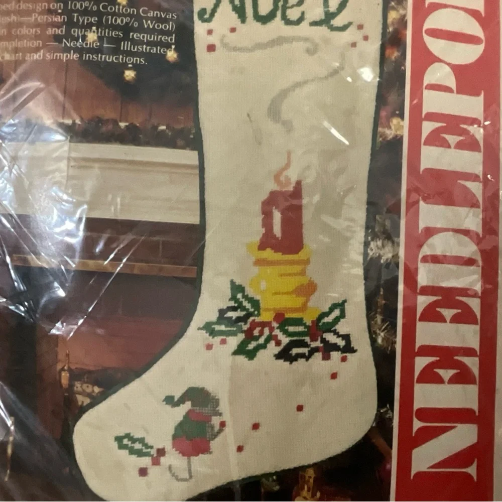 Vintage Jebba Needle Magic Needlepoint Kit Noel Stocking NOS Rare 70’s